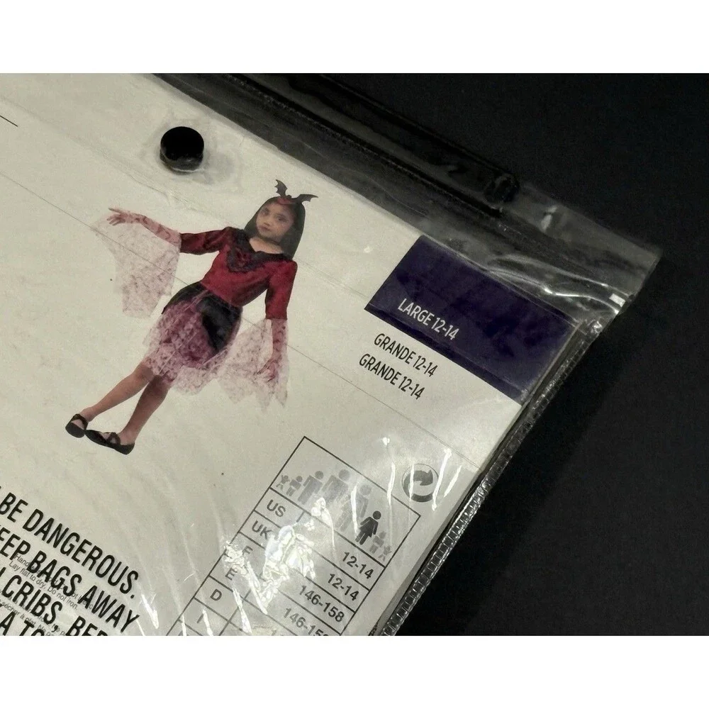 Vampire Dress Girls Size Large 12-14 Burgundy New 2 Piece Set Halloween Costume
